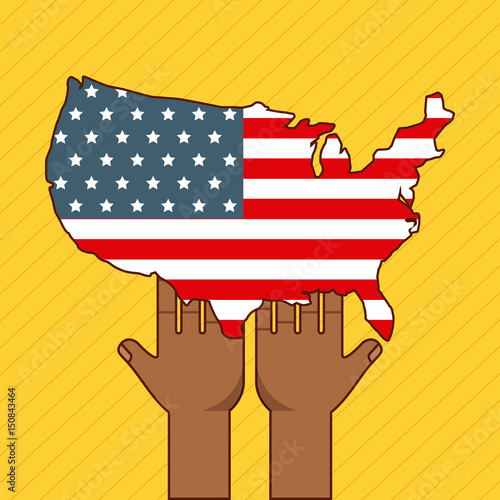 hands holding united states flag stop racism image vector illustration design 