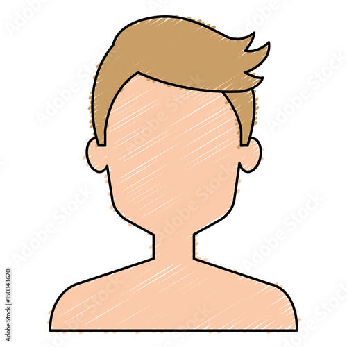 young man shirtless avatar character vector illustration design
