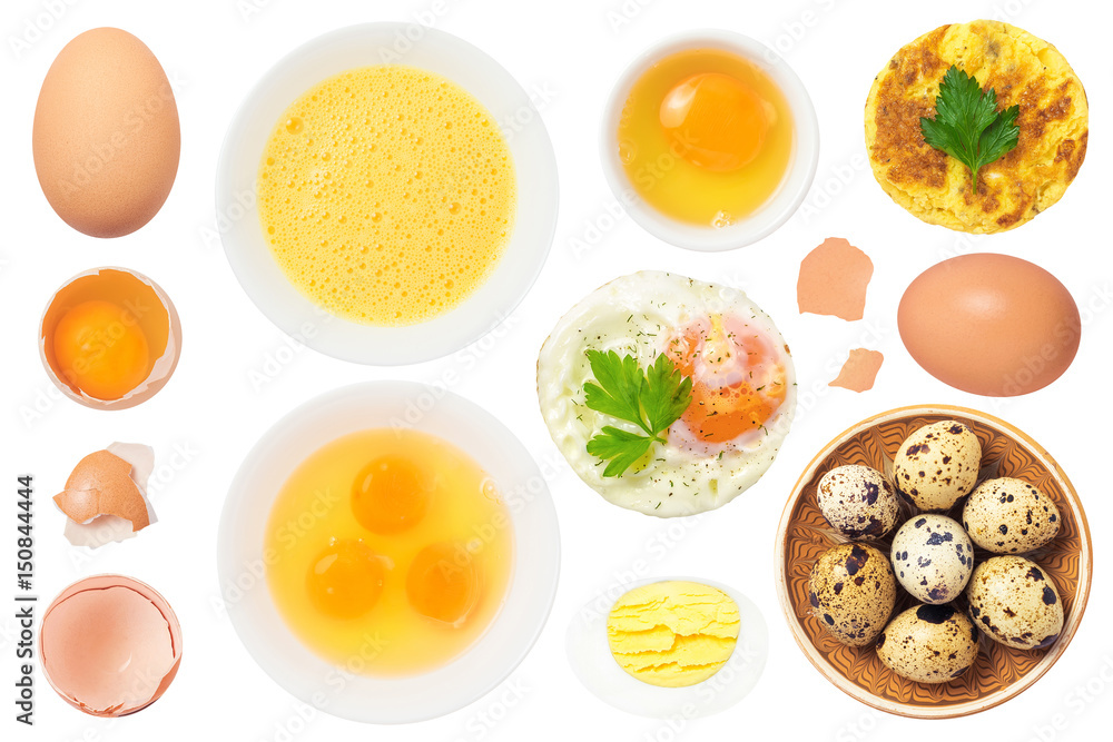 Eggs Set Isolated on White Background Eggs Set Isolated on White Background