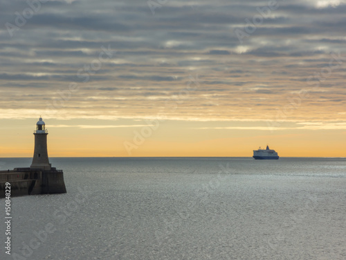 Tynemouth, England, United Kingdom. Time lapse landscape on the Castle and the Priory photo