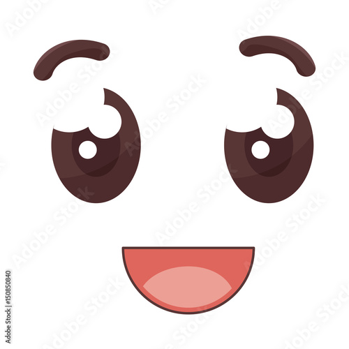 face emoticon kawaii style vector illustration design