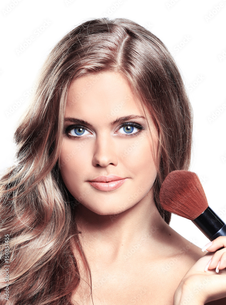 Portrait of beautiful female model on white background Portrait of beautiful female model on white background