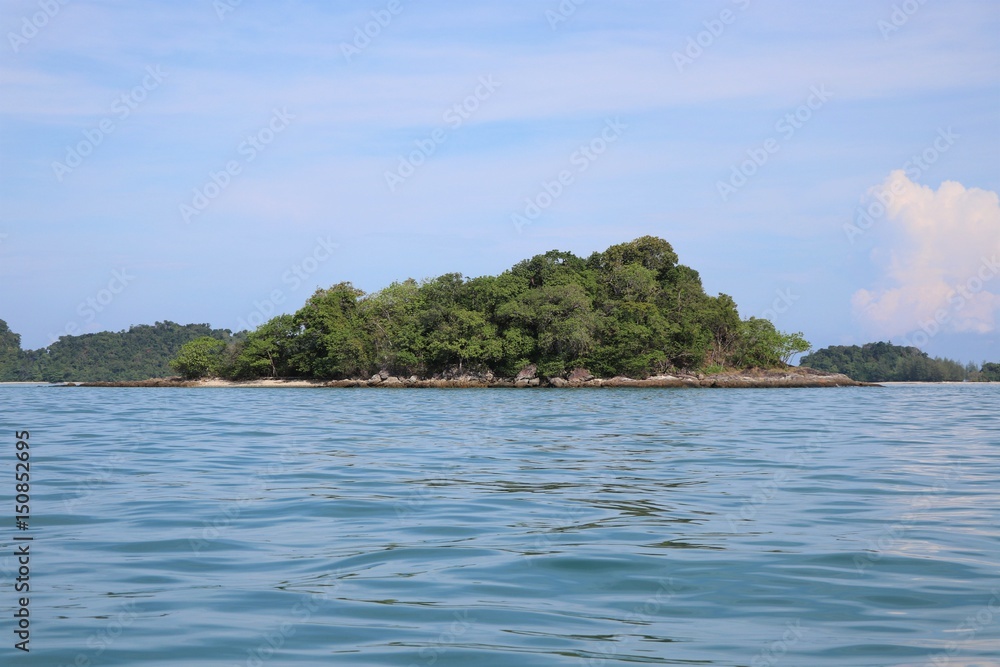 Small island with sea clam and clear background