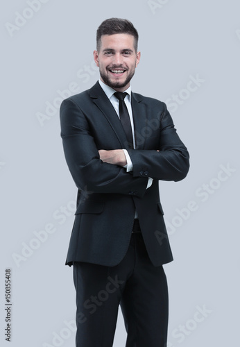Smiling business man isolated on white