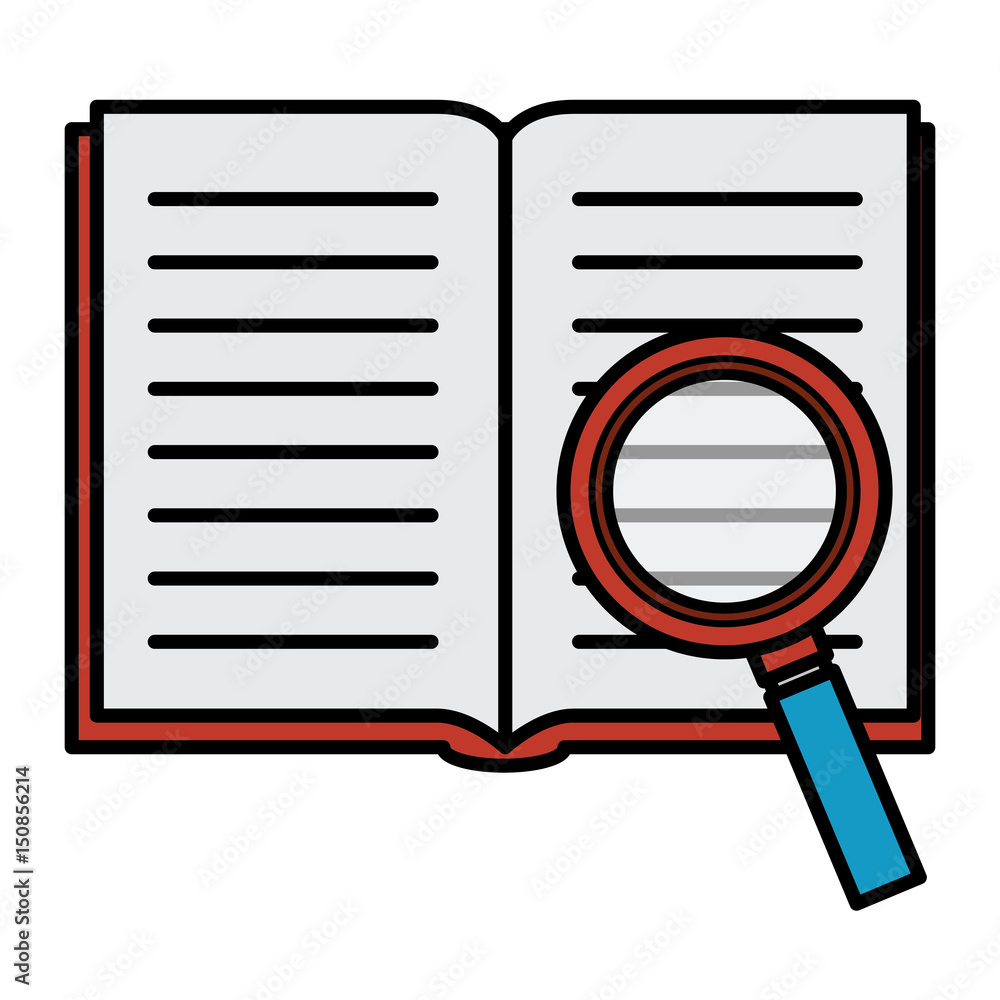 text book with magnifying glass isolated icon vector illustration design  Stock Vector | Adobe Stock