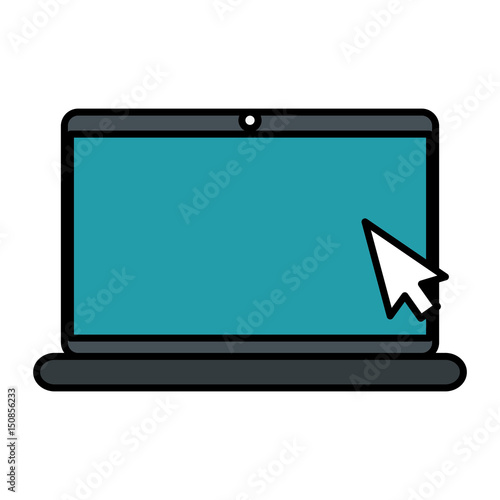 computer laptop with arrow pointer vector illustration design