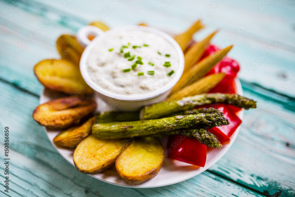 Melitzanosalata, dip and baked vegetables, Greek dish. Melitzanosalata, dip and baked vegetables, Greek dish.