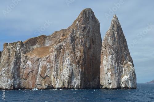 Kicker Rock (Leon Dormido), a striking volcanic rock formation off San Cristobal in the Galapagos Islands, Ecuador