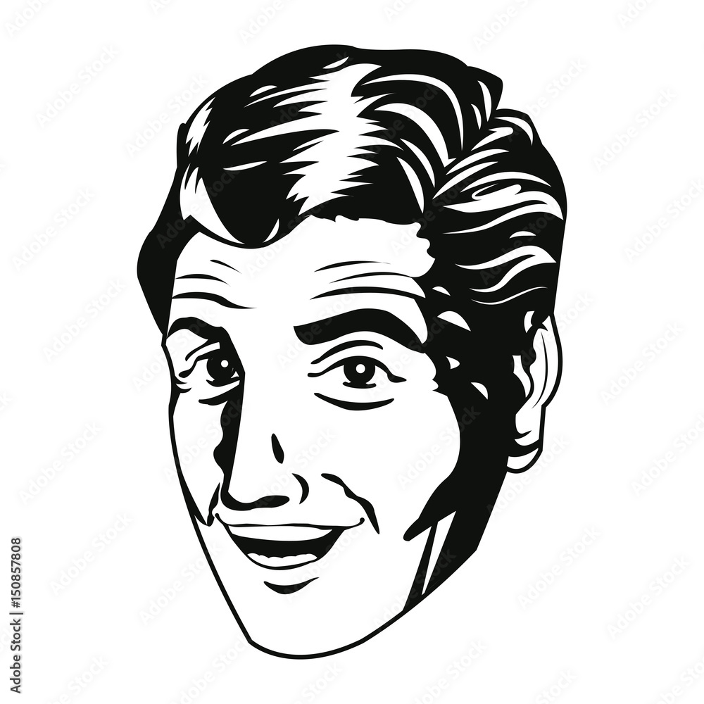 face man smiling expression pop art design vector illustration