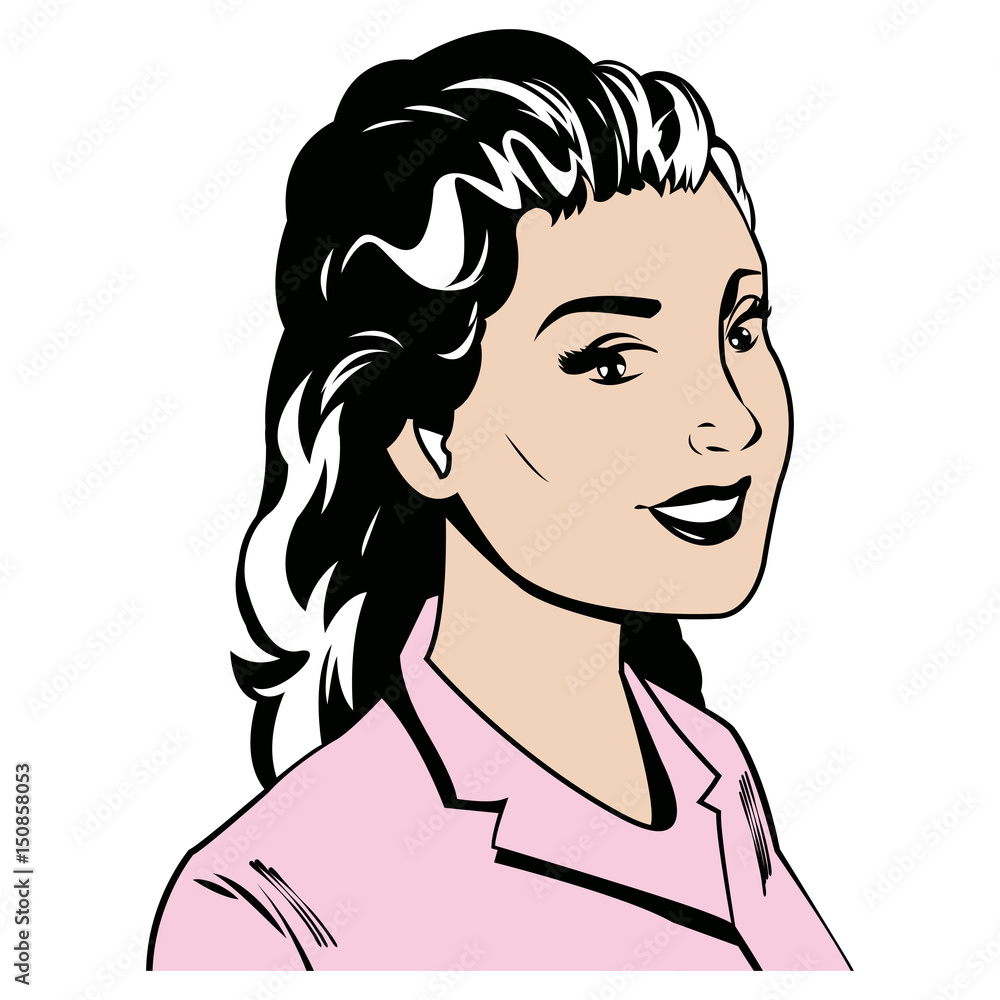 portrait woman pink tshirt pop art vector illustration portrait woman pink tshirt pop art vector illustration