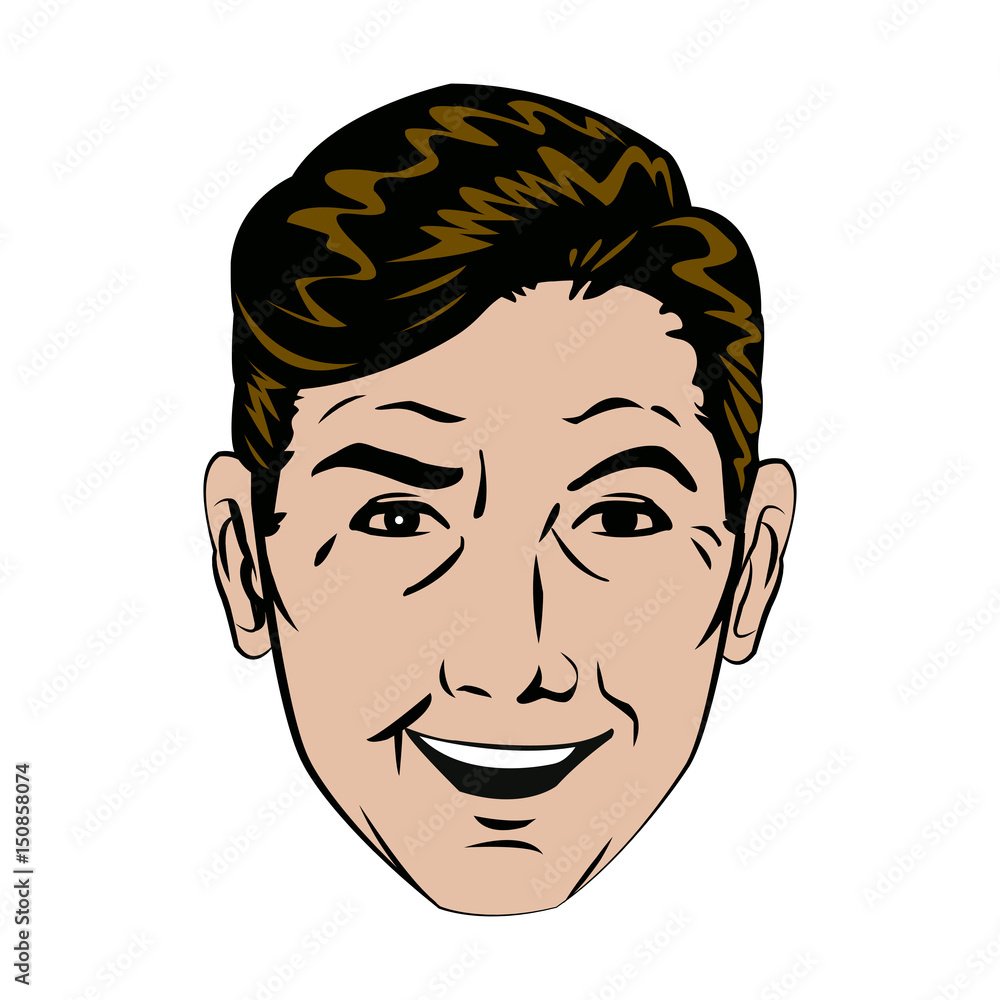 face man smiling expression pop art vector illustration