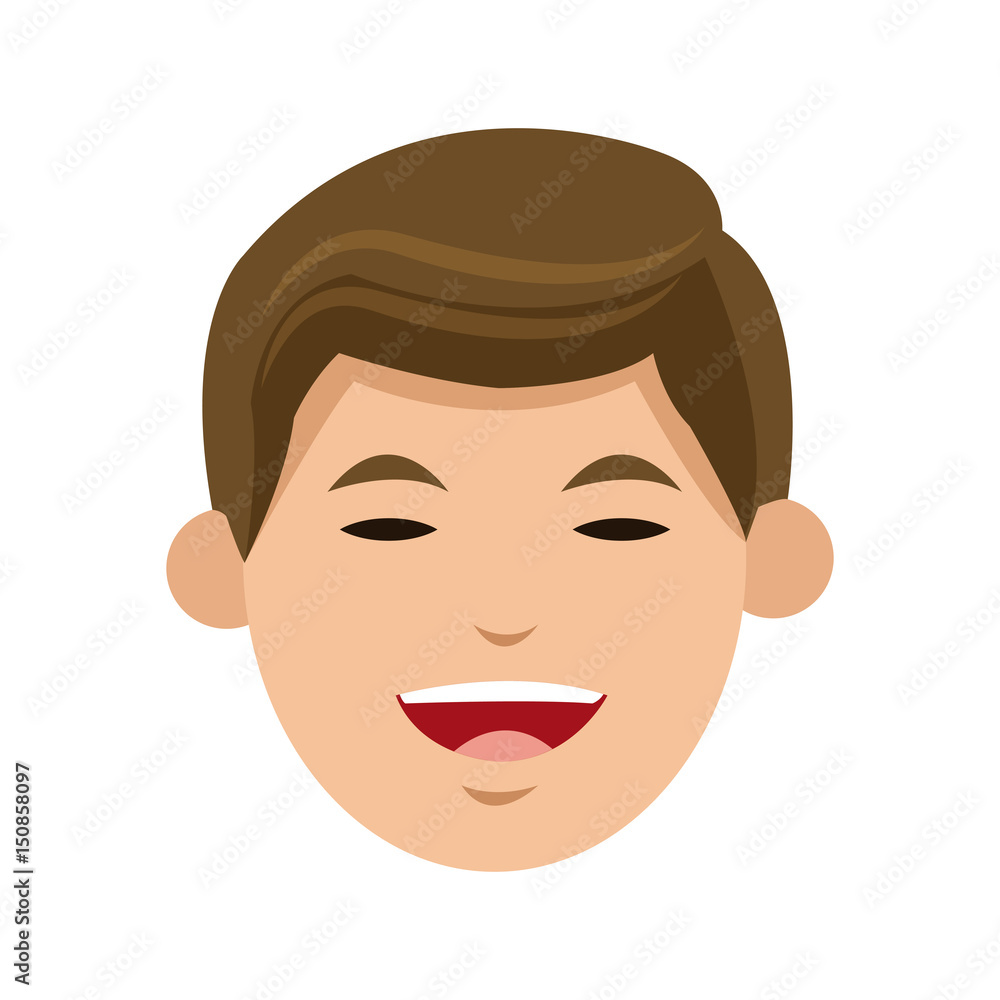 character man face smiling with close eyes vector illustration