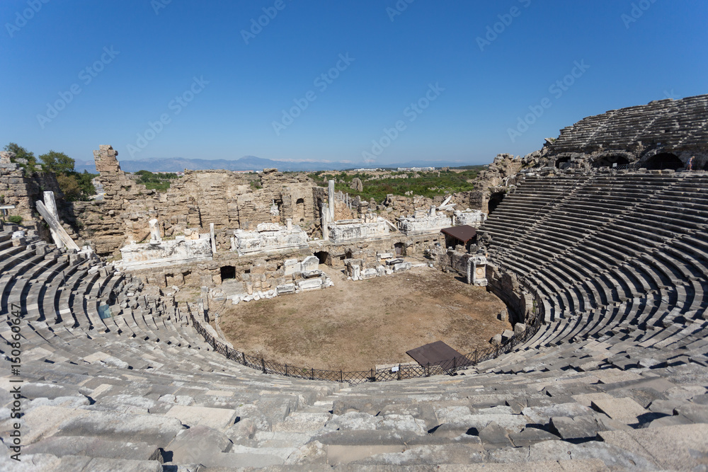 Amphitheater of ancient Side in Turkey