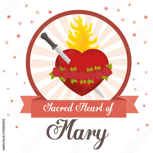 sacred heart of mary vector illustration design