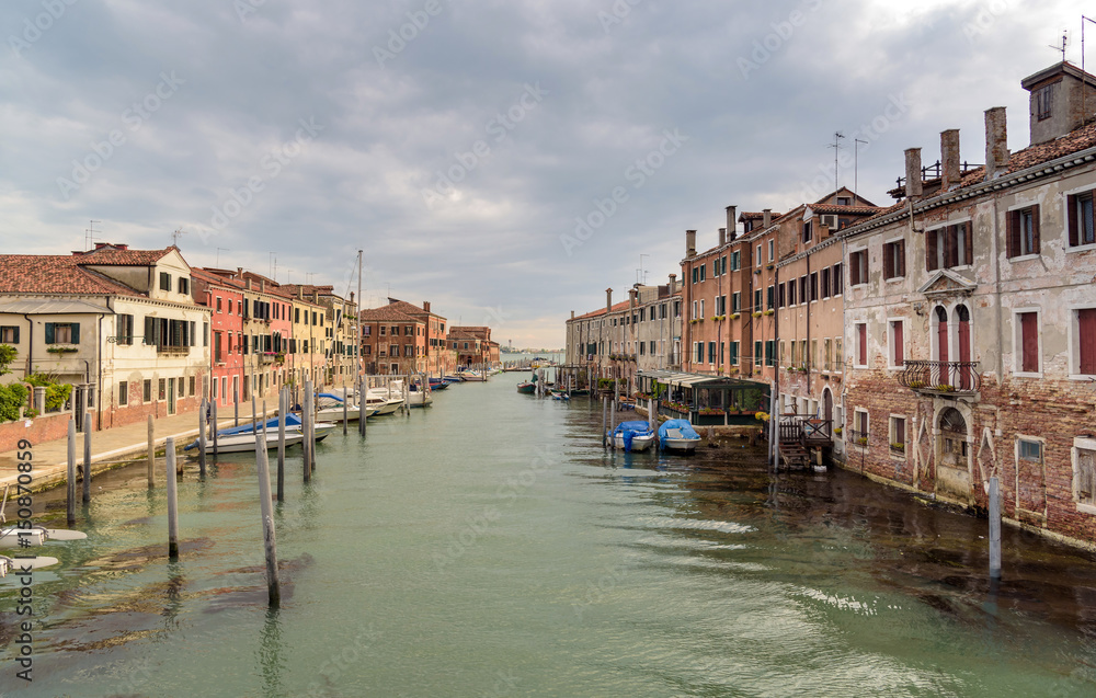 grand canal and historic houses in Venice, italy