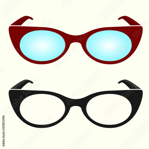 Oval hipster glasses, black and white, colorful