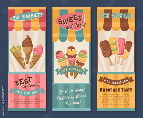 Vector banners of Ice cream for cafe