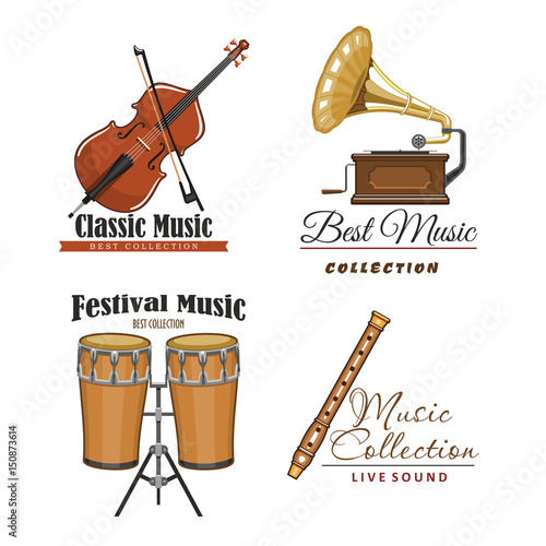 Vector icons set for best classic music concert