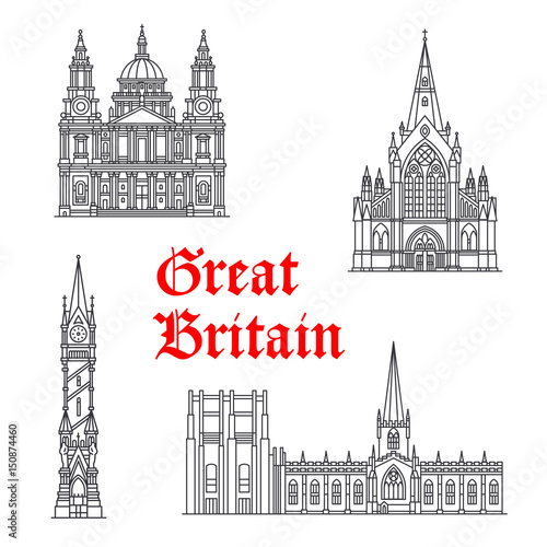 Architecture Great Britain vector landmarks