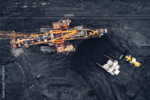 Coal mining at an open pit