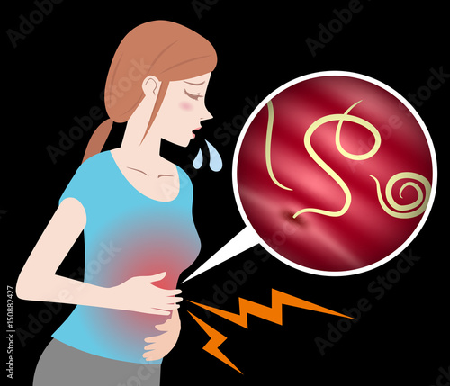 parasitic worm and food poisoning. anisakis. anisakiasis.
