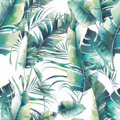 Handdoek met foto Palmbomen patronen Zomerse palm en bananenbladeren  © ldinka