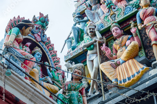 Roof of Sri Veeramakaliamman Temple in Little India, one of the oldest temple of Singapore photo