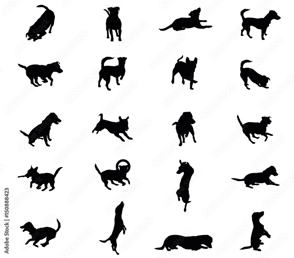 Set of vector dogs silhouettes