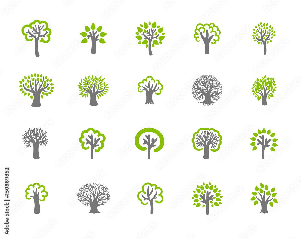 Tree icon set - obrazy, fototapety, plakaty 