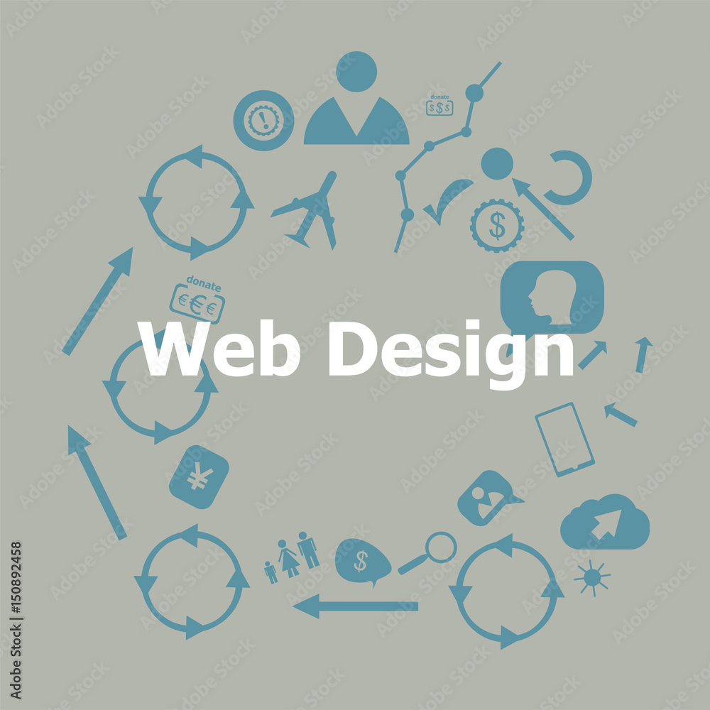 Text Web Design. It concept . Universal and standard icons for web and app Text Web Design. It concept . Universal and standard icons for web and app
