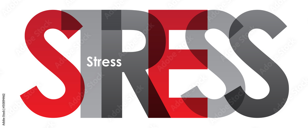 STRESS grey and red vector letters icon STRESS grey and red vector letters icon