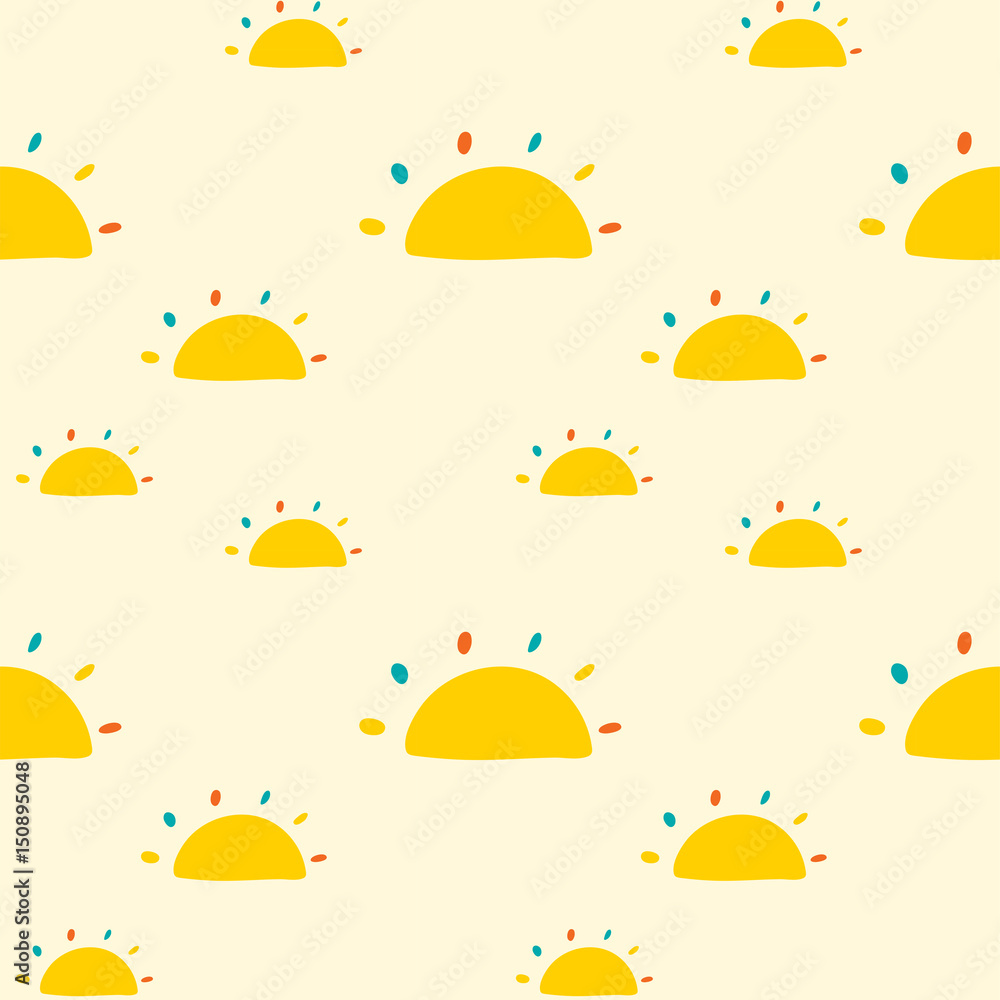 Seamless pattern with suns