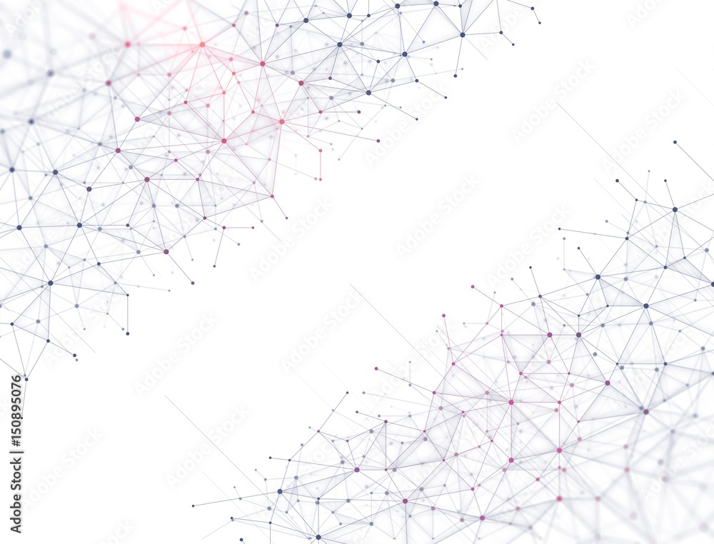 Abstract technology connect background - Purple dots and lines - Molecules
