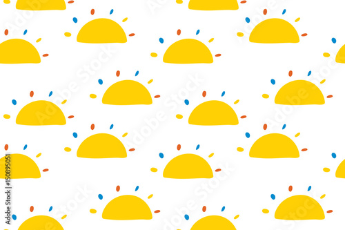 Seamless pattern with little cartoon suns