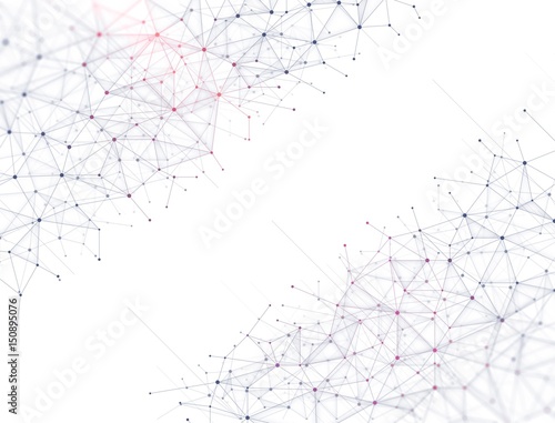 Abstract technology connect background - Purple dots and lines - Molecules © Сергей Ярлыков