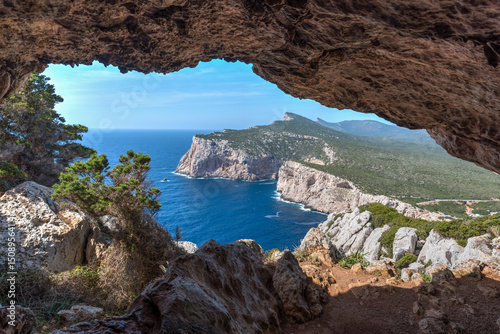 Cliff seen from a cave in Capo Caccia