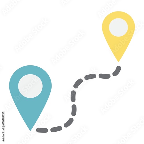 Distance flat icon, navigation and route, map pointer vector graphics, a colorful solid pattern on a white background, eps 10.