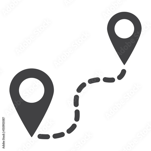 Distance solid icon, navigation and route, map pointer vector graphics, a filled pattern on a white background, eps 10.