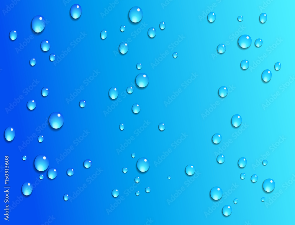 Water Droplets on a Faded Blue Background
