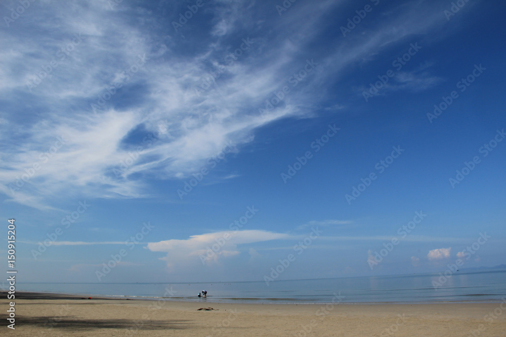 THAILAND - April 30, 2017 : Landscape of beach and sea with blue sky at Ban Chuen Beach ,Trat THAILAND - April 30, 2017 : Landscape of beach and sea with blue sky at Ban Chuen Beach ,Trat