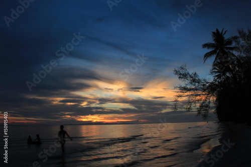 THAILAND - April 29  2017   Sunset on the beach of Ban Chuen on Trat in Thailand.