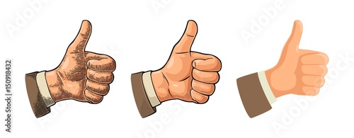 Hand showing symbol Like. Making thumb up gesture.