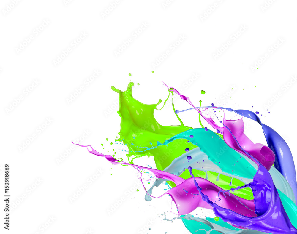 Obraz premium Shot of color paint splash, isolated on white background