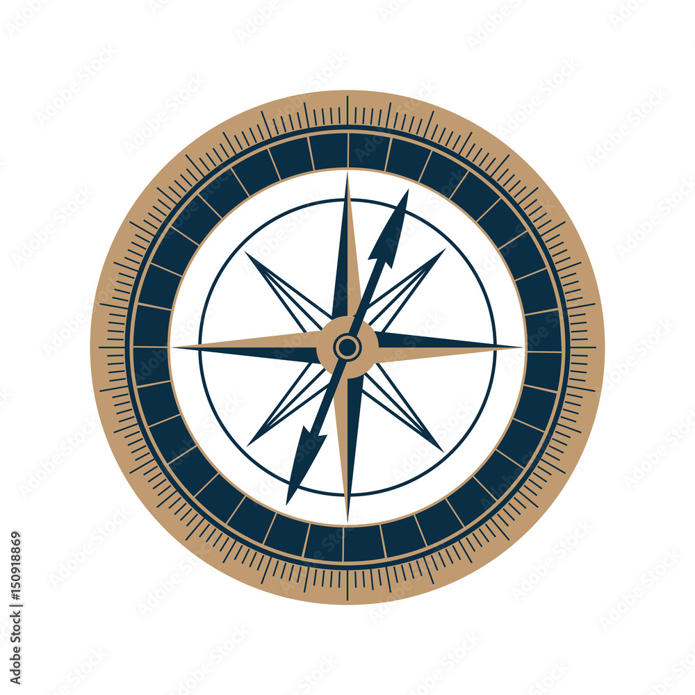 Antique sea compass vector icon. Wind rose.