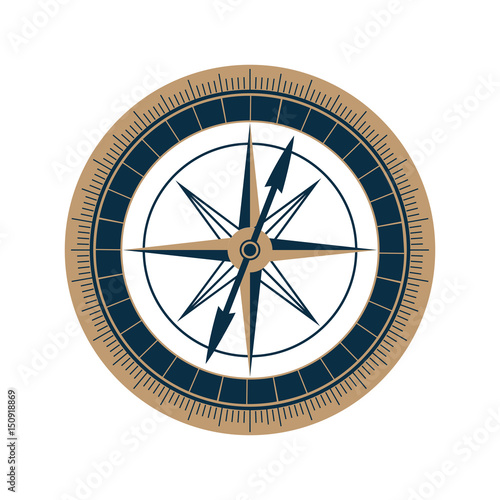 Antique sea compass vector icon. Wind rose.