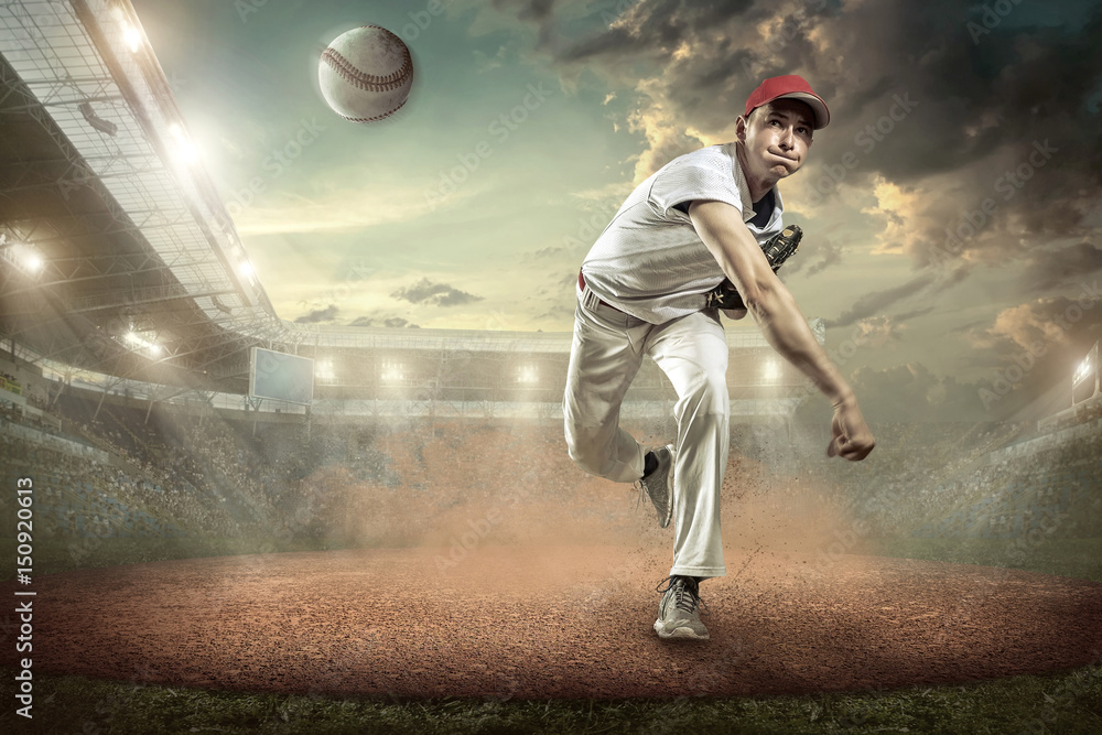 Baseball players in action on the stadium. Baseball players in action on the stadium.