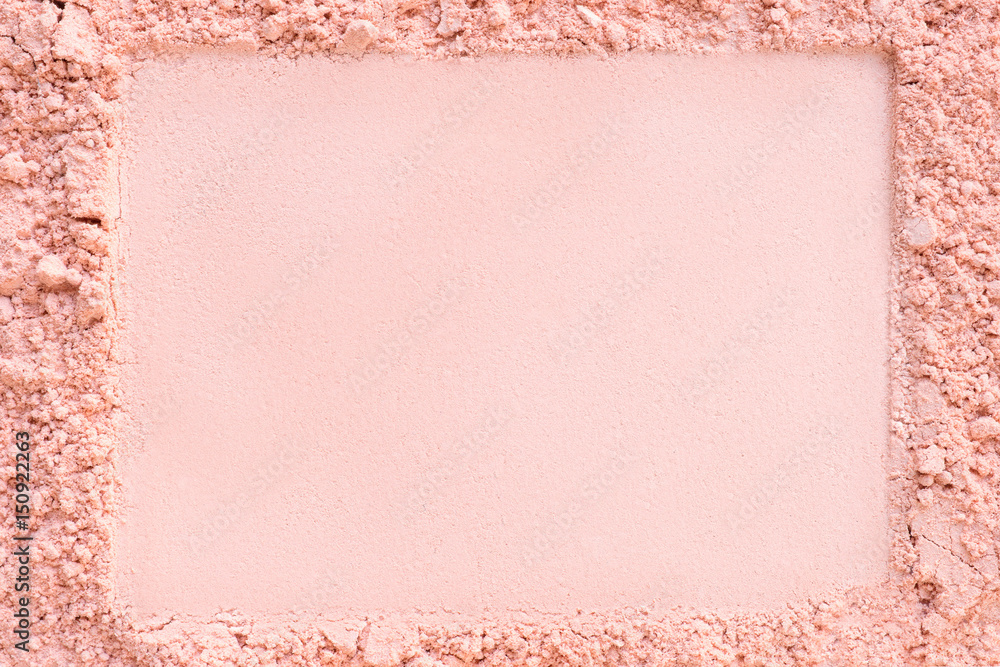 Extruded horizontal frame in a foundation cosmetic powder