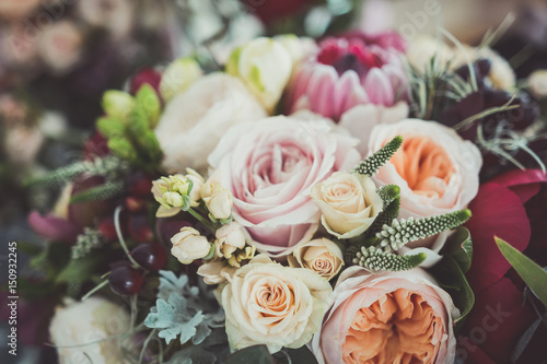 Colored flowers in a bouquet