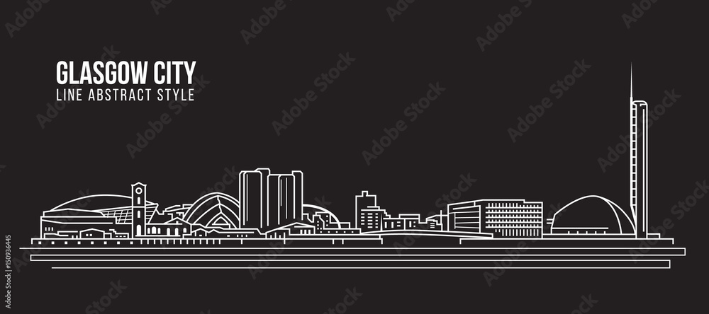 Cityscape Building Linia sztuki Wektor ilustracja projektu - Glasgow City <span>plik: #150936445 | autor: ananaline</span>