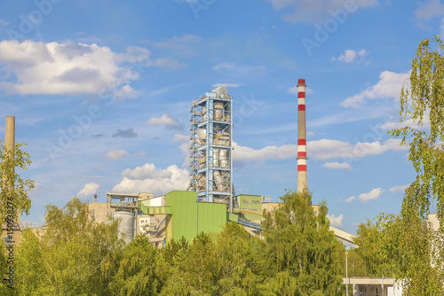 View of a cement plant with blue sky